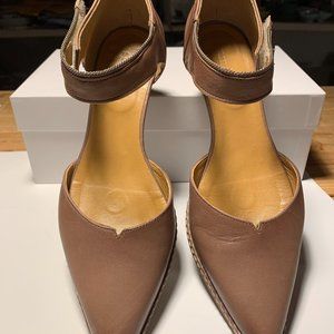 EUC Sundance Catalog Brown Leather Coralise Pointy Toed Heels  EUR 37, US 6.5 -7